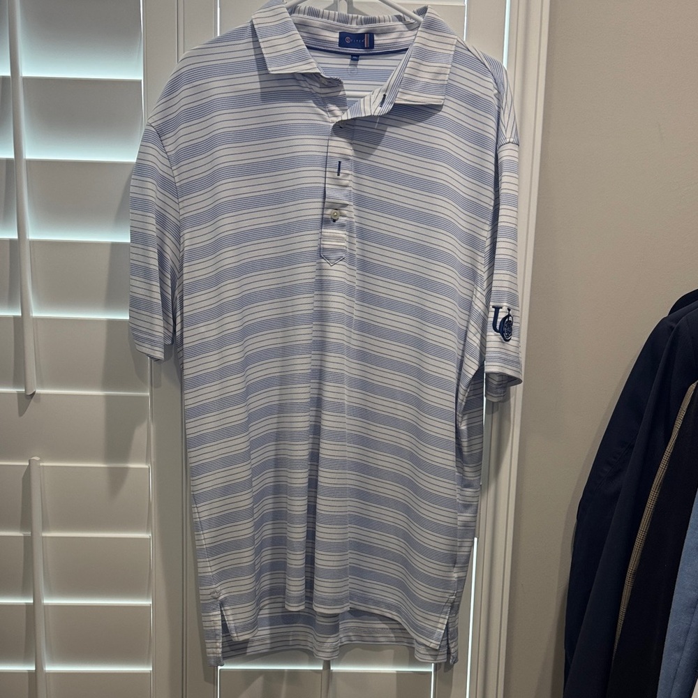 Stylish Light Blue Striped Polo Shirt